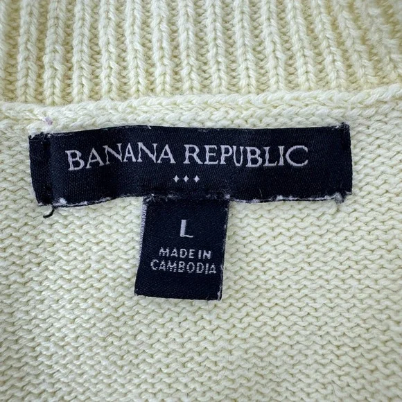 Chunky Knit Butter Yellow Sweater Womans L Minimalist Fisherman Coastal Luxury - Picture 6 of 7